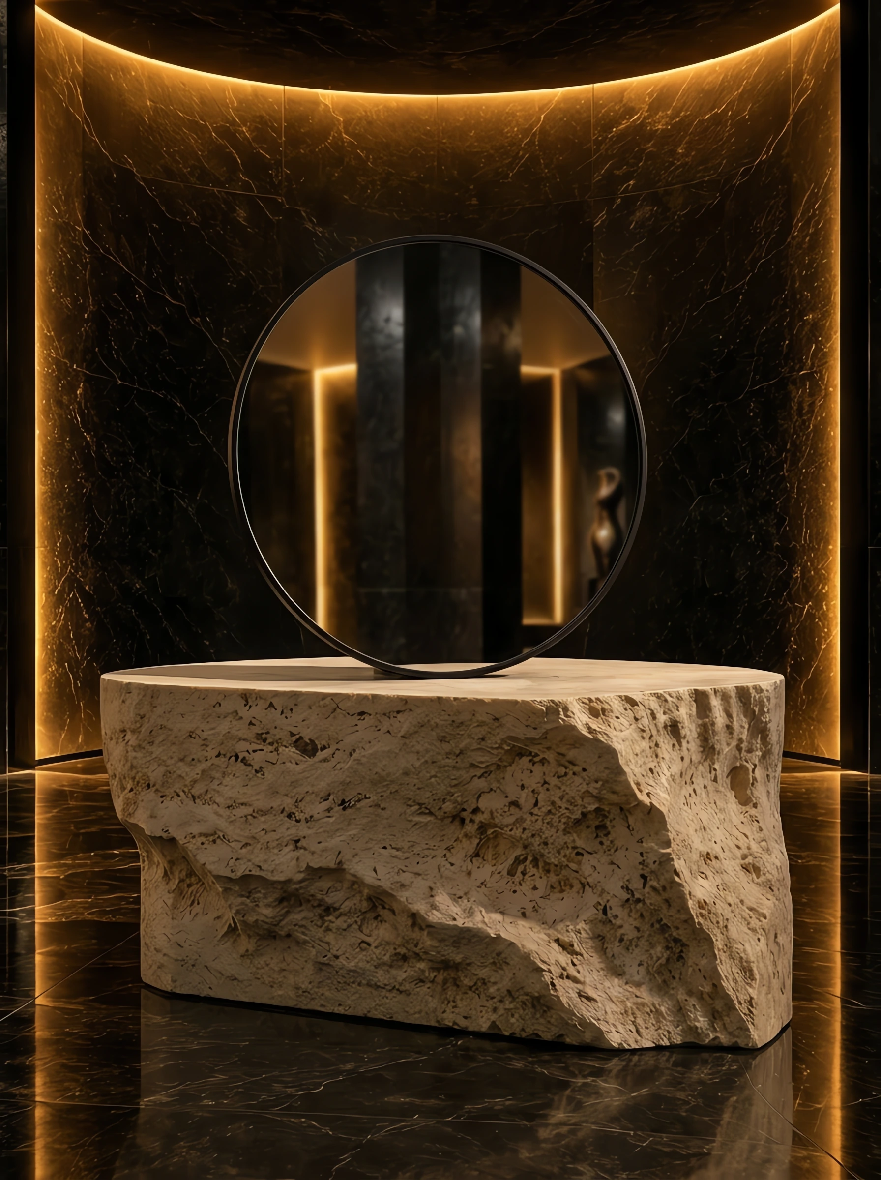 Black Round Wall Mirror