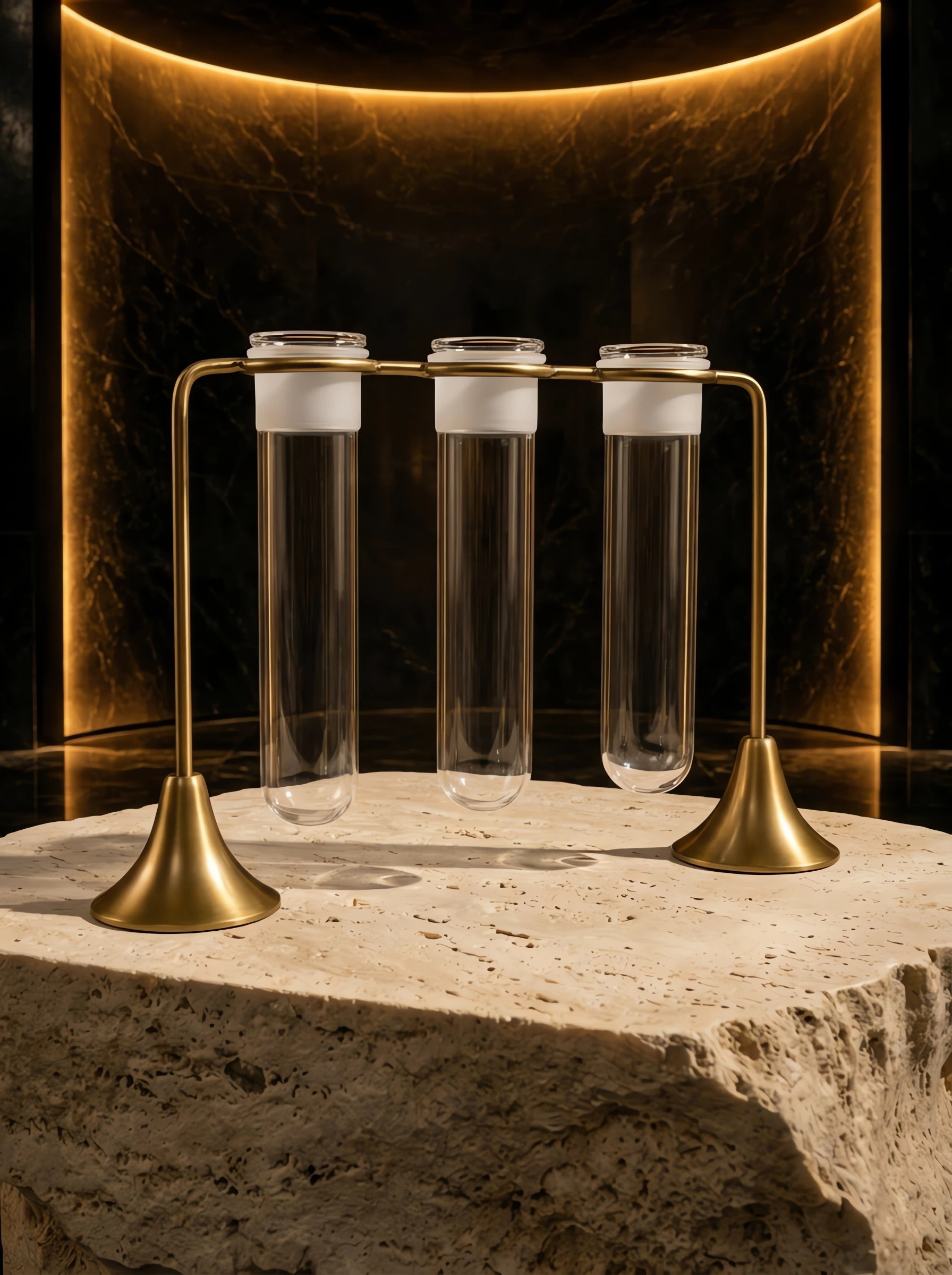 Brass & Glass Propagation Vase Set