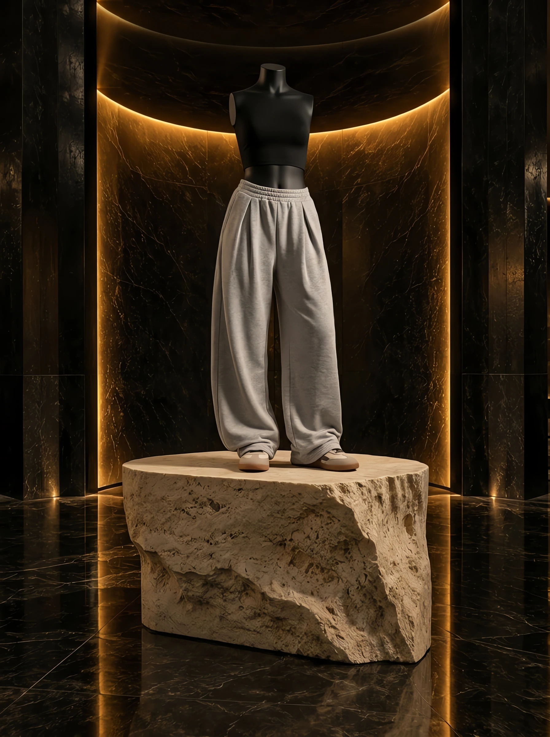 Elastic Waist Wide-Leg Sweatpants